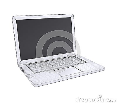 Laptop. Wire frame Stock Photo