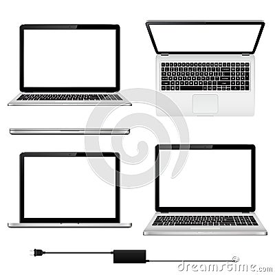 Laptops with blank screen isolated Vector Illustration