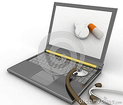 Laptops diagnostic Cartoon Illustration