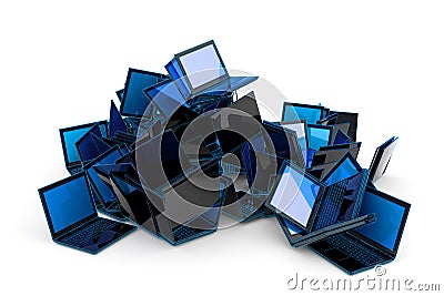 Laptops heap Stock Photo