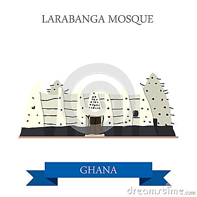 Larabanga Mosque in Ghana Vector Illustration