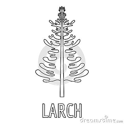 Larch icon, outline style. Cartoon Illustration