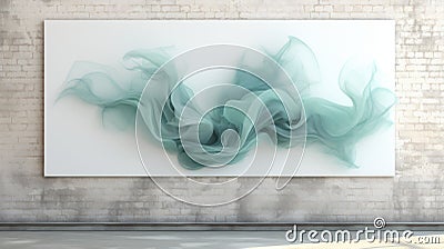 A large abstract painting of a blue wave, AI Stock Photo