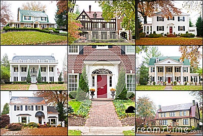 Large American Luxury Homes Collage Stock Photo