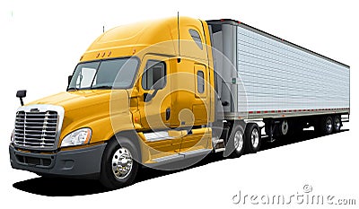 Large american modern truck in yellow. Stock Photo