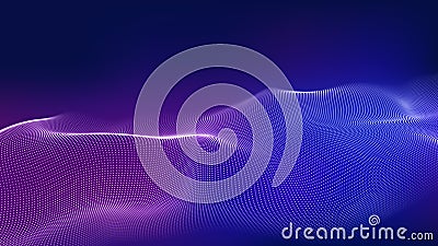 Large amount of data moving dots 3d. Abstract background with futuristic point wave. Vector illustration Vector Illustration