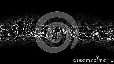 Large amount of data moving dots 3d. Abstract black background with futuristic point wave. Vector illustration Vector Illustration