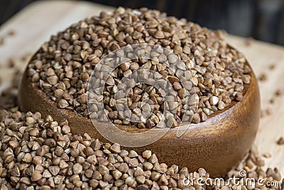 A large amount of roasted buckwheat harvest Stock Photo