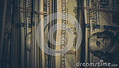 Large Amount of US Dollars in Cash Stock Photo