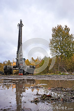 A large amphibious digger machine Stock Photo