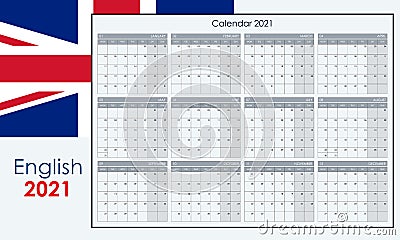 Large annual calendar for 2021. Wall planner with free space for notes. Vector Illustration