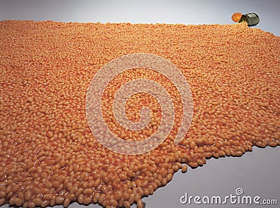 Large area of baked beans Stock Photo