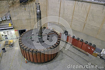A large armature that is located in the dynamos at Hoover Dam, Arizona, Nevada Stock Photo