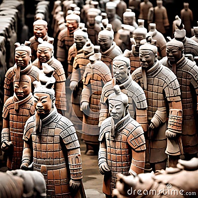 Army of terracotta warriors - ai generated image Stock Photo