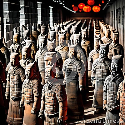 Army of terracotta warriors - ai generated image Stock Photo