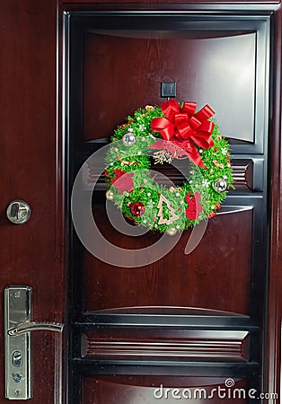 Large artificial circled wreath with knops Stock Photo