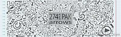 Large assembly of different arrows, many sizes of symbols Cartoon Illustration