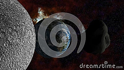 Large Asteroid approaching Earth Stock Photo