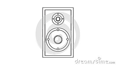 Large audio music loudspeakers with speakers for playing retro music from the 70s, 80s, 90s. Black and white icon. Vector Stock Photo