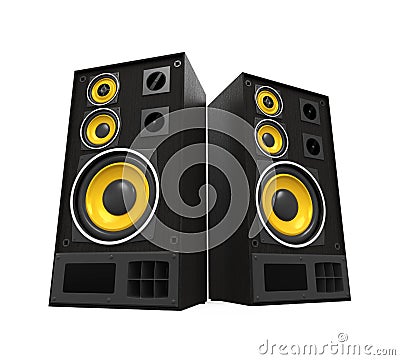 Large Audio Speakers Isolated Stock Photo