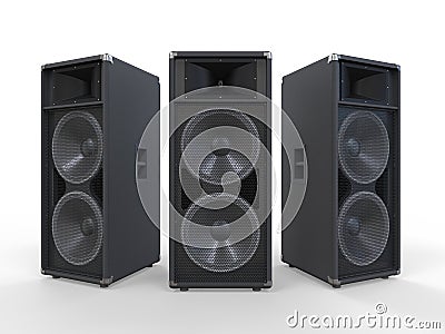 Large Audio Speakers on White Background Stock Photo