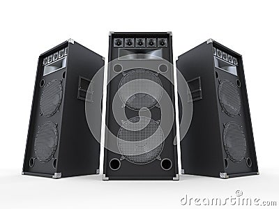 Large Audio Speakers on White Background Stock Photo