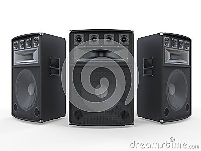 Large Audio Speakers on White Background Stock Photo