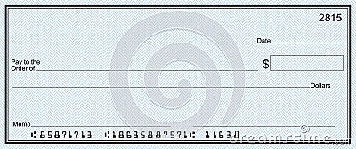 Large bank check with false numbers Stock Photo