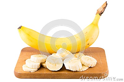 A large Bannana with cut slices Stock Photo