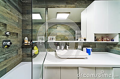 Large Bathroom in Luxury Home Stock Photo