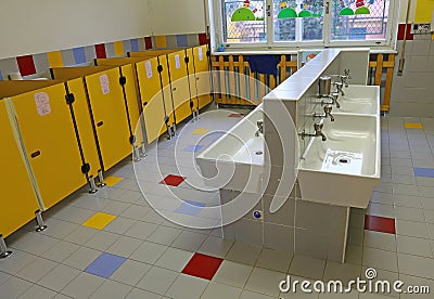 Large bathroom of a nursery without people Stock Photo