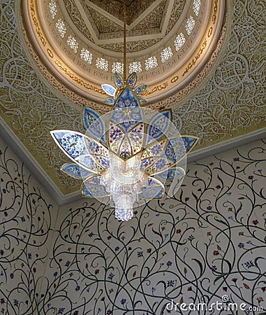 Chandelier in Sheikh Zayed Grand Mosque, Abu Dhabi, UAE Editorial Stock Photo