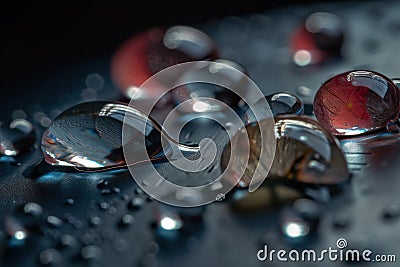 Large beautiful drops of transparent rain water Stock Photo