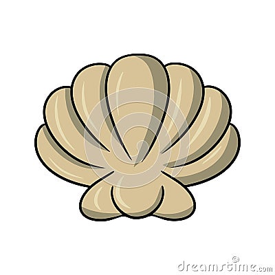 Large beige seashell, marine life, vector illustration in cartoon style Vector Illustration