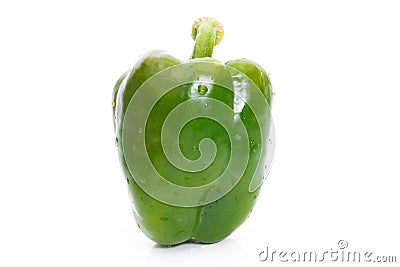 Large bell pepper green on white background Stock Photo