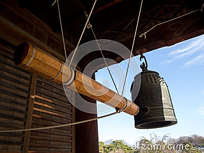 Large Bell Tower of Temple at japan Stock Photo