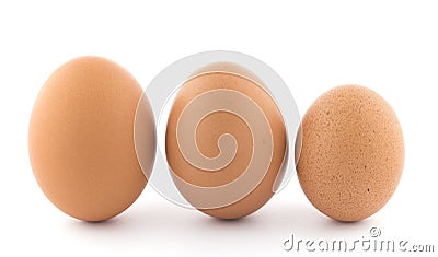 Large, medium and small chicken egg. Stock Photo