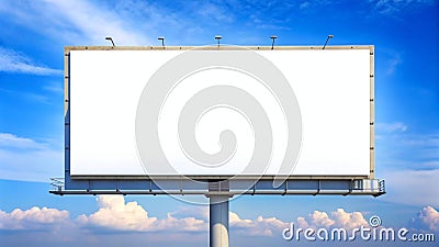 Large Billboard Mockup Against a Vibrant Blue Sky Stock Photo