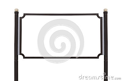 Large Billboard wooden sign post white background. Stock Photo