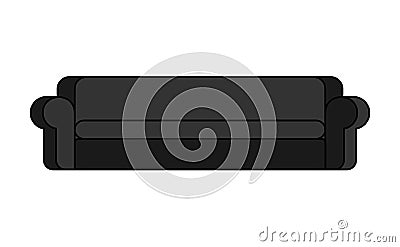 Large black sofa isolated. Long dark leather couch Vector Illustration