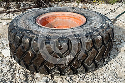 Large black tyre Stock Photo