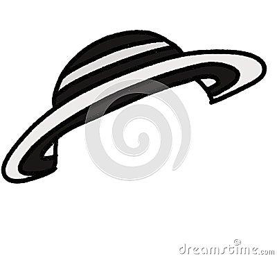 large black and white stripe Summer hat head accessory hand drawing illustration art Cartoon Illustration