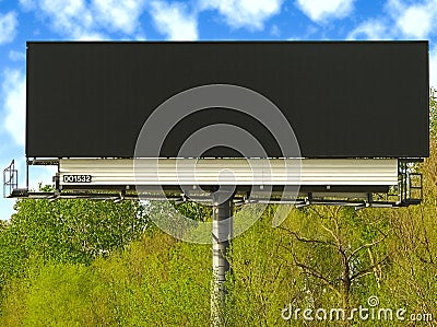 Large blank black billboard. Stock Photo