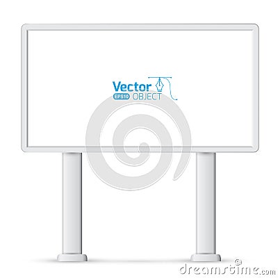 Large blank, empty, white billboard screen Vector Illustration