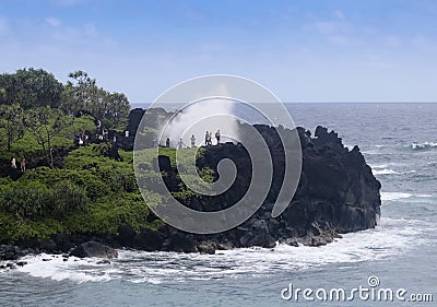 A Large Blowhole at Waianapanapa State Park, Maui, Hawaii Editorial Stock Photo