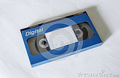 Large blue digital betacam video cassette front side Stock Photo