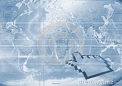 Large blue world map Stock Photo