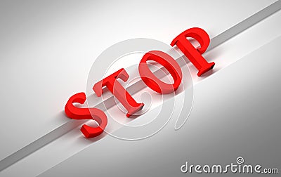 Large bold red word STOP on white background Cartoon Illustration