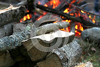 Bonfire at Dusk Stock Photo