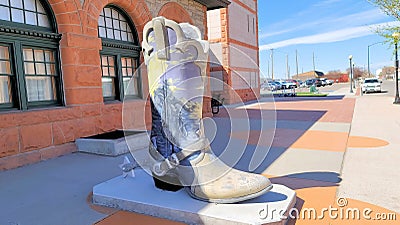 Large Boot Pony Express Artist Jordan Dean Train Depot Cheyenne Editorial Stock Photo